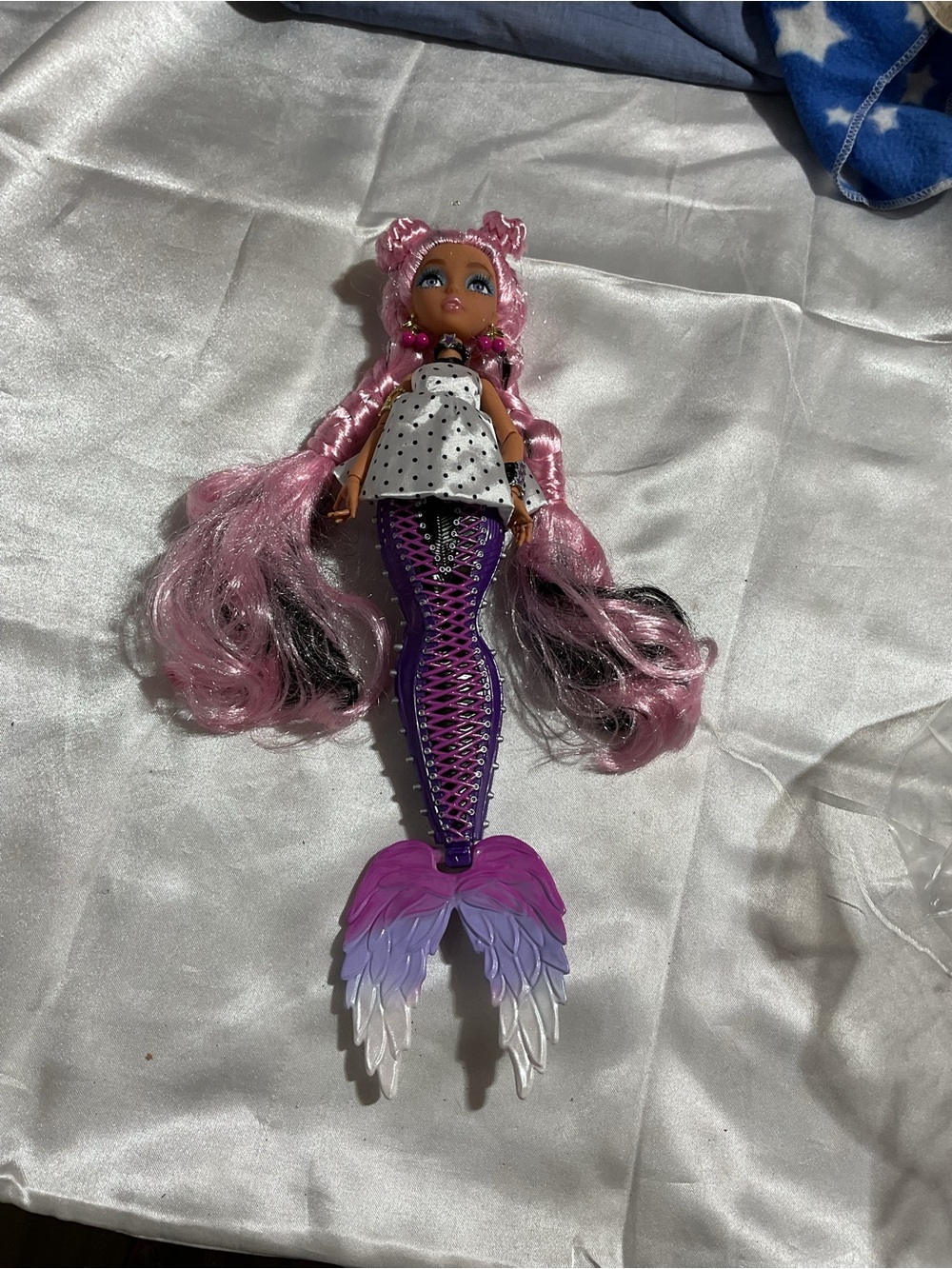 Pink-Haired Mermaid Fashion Doll with Purple Tail